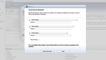 screenshot of Netsuite security questions, now with option to dismiss the prompt.